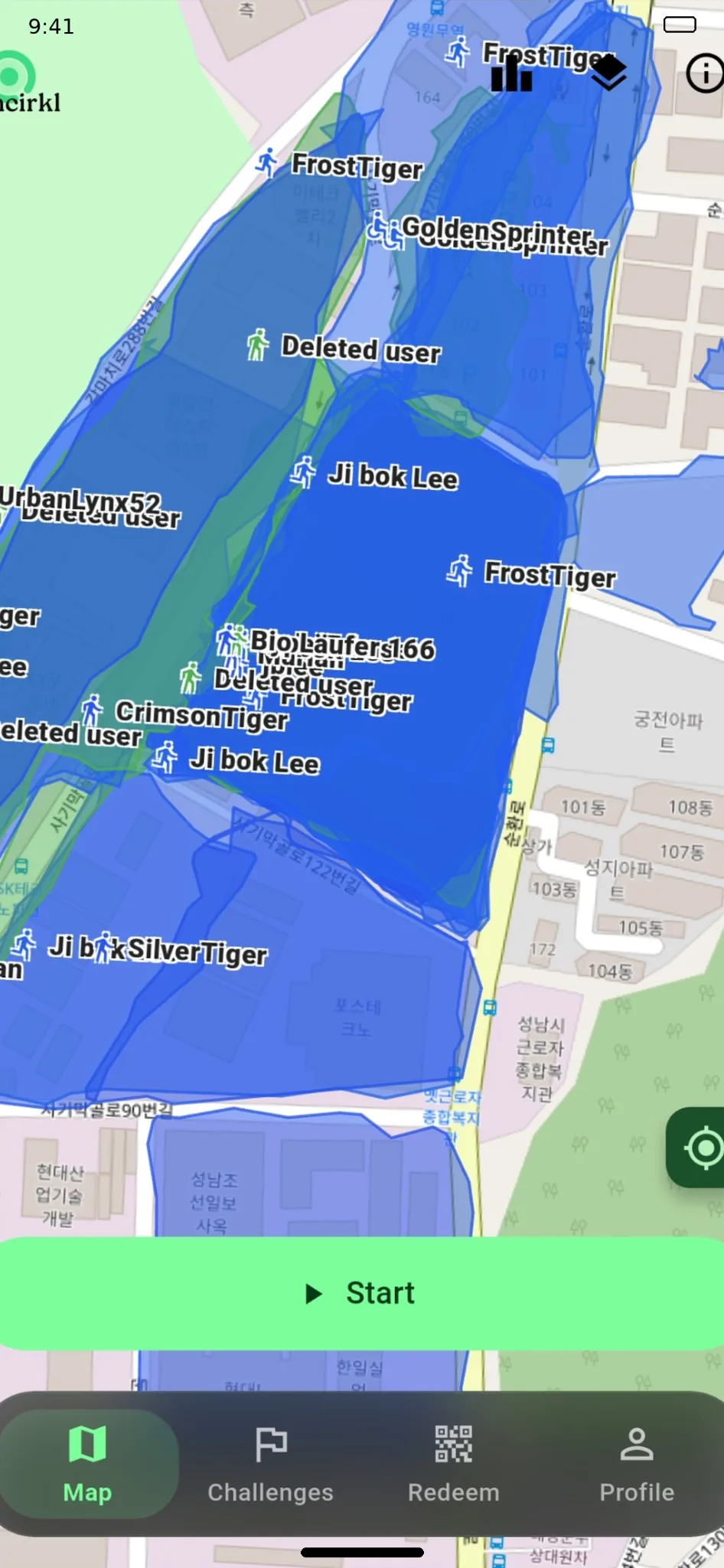Community territories on the map